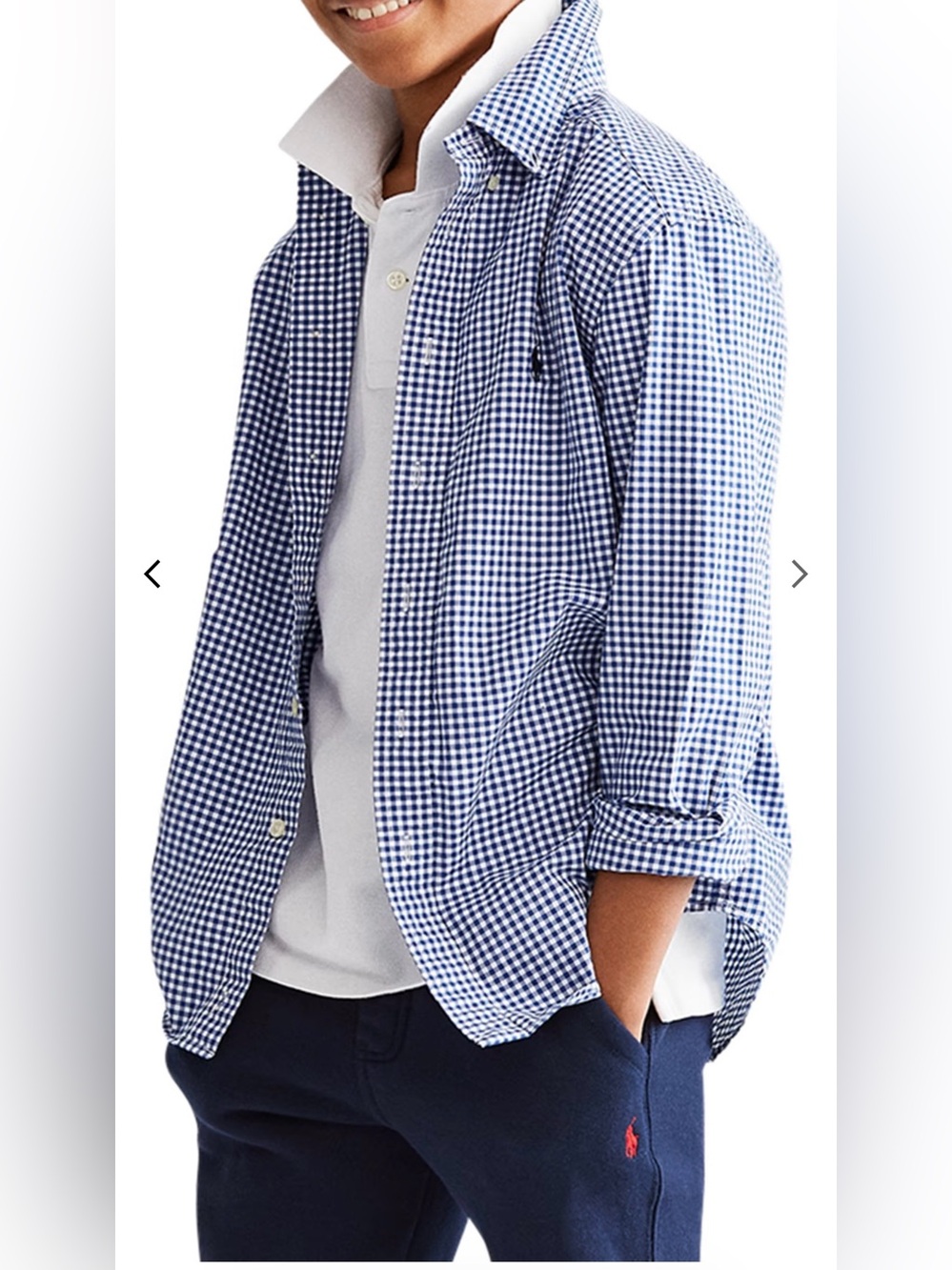 Ralph Lauren Boys' Light Blue & White Gingham Button-Down Shirt